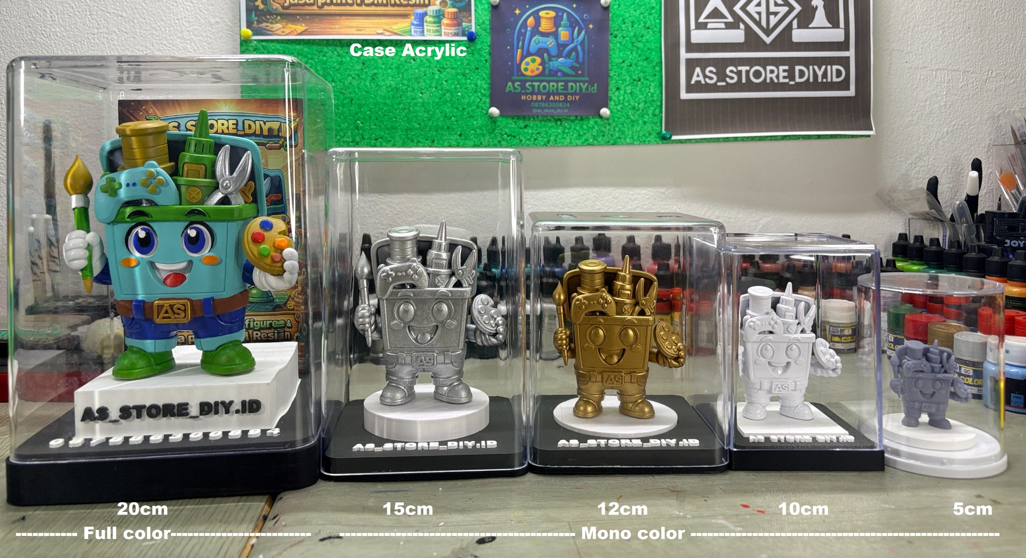 Referensi ukuran figure — 5cm hingga 20cm, Mono Color & Add-on Case Acrylic